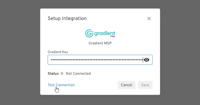 Copy Gradient Key Test Connection  Save