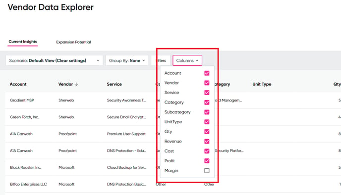 Grow_Dashboard_with_Columns_dropdown_highlighted