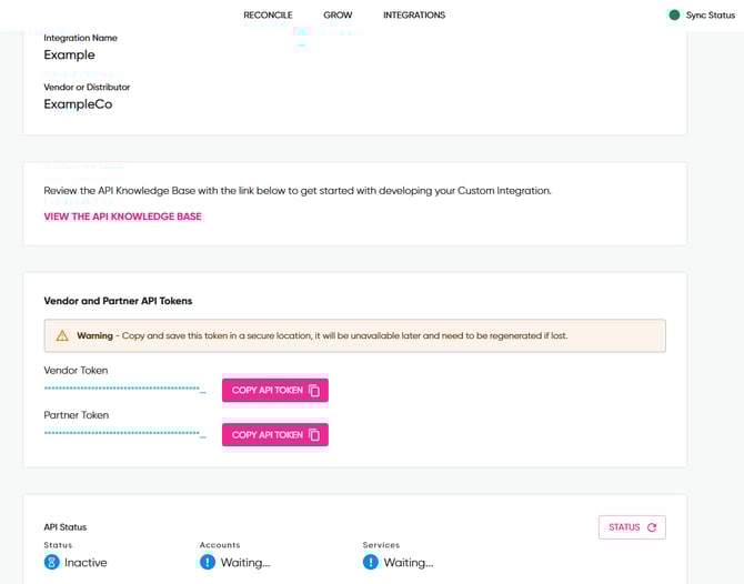 Reconcile_Custom_integration_API_key_generation_Screen