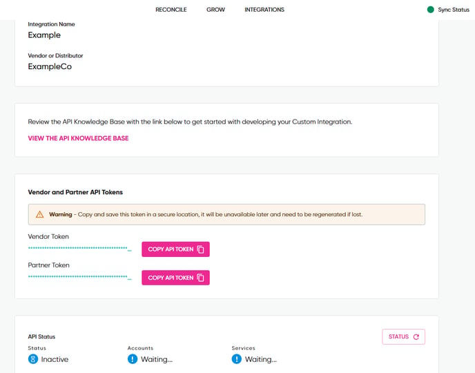 Reconcile_Custom_integration_API_key_generation_Screen