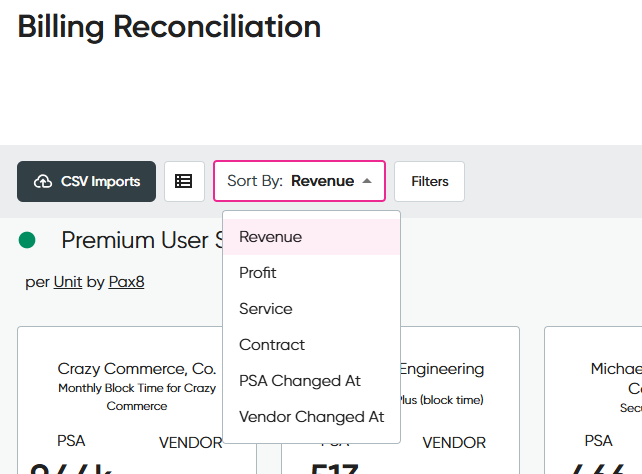 Reconcile_Sort_by_menu_dropdown