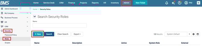 Create_New_Security_Role_in_Kaseya_BMS