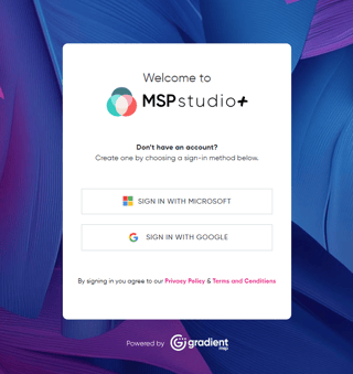 Picture of the mspstudio+ login page